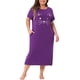 thumbnail image 1 of Camisones de Talla Grande para Mujeres Agnes Orinda con Cuello Redondo y Mangas Cortas, Pijama de Impresión de Gatos, Ropa de Casa con Bolsillo 3X Púrpura Oscuro, 1 of 8