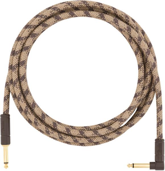 Genuine Fender® 10' Angled Festival Instrument Cable, Pure Hemp, Brown Stripe