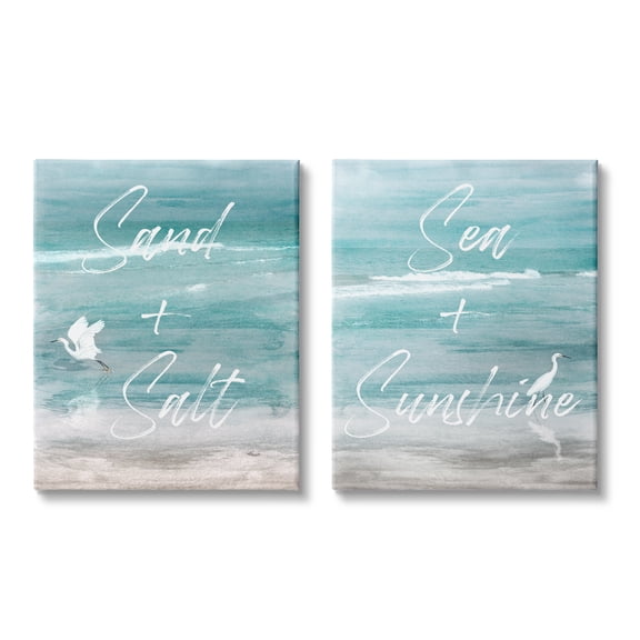 Stupell Industries Coastal Beach Phrases Animals & Insects Painting Gallery Wrapped Canvas Art Print Wall Art, 16 x 20, Set of 2
