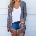thumbnail image 2 of XFLWAM Floral Print Cardigan for Women Lightweight Open Front Cotton Cardigans with Pockets Casual Thin Cardigan Sweaters Blue Green M, 2 of 5