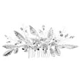 thumbnail image 4 of Peineta para el cabello hecha a mano para novias europeas y americanas, accesorios para vestido de boda, accesorios para el cabello con hojas plateadas, flores y cristales, 4 of 5