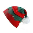 thumbnail image 1 of Kids Christmas Knitted Elf Hat With Small Bells Contrast Color Wavy Stripes Crochet Pompom Santa Cap, 1 of 3
