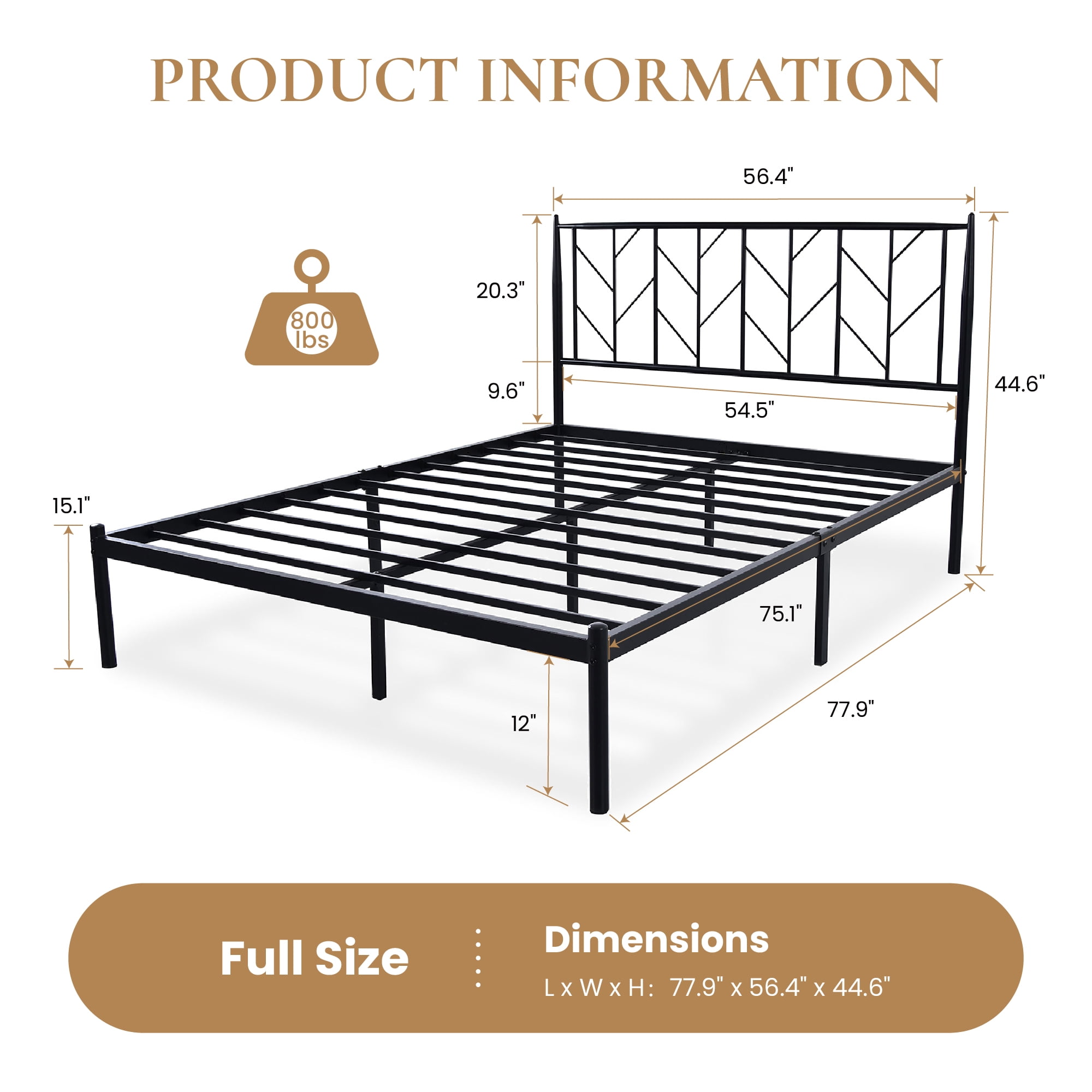 Sha Cerlin Black Full Size Metal Platform Bed Frame with Victorian Vintage Headboard & Underbed Storage, Adult