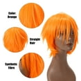 thumbnail image 4 of Unique Bargains Human Hair Wigs for Women with Wig Cap Straight Hair 11" Orange Wigs, 4 of 8