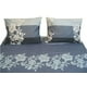 thumbnail image 1 of DaDa Bedding Juego de sábanas y fundas de almohada a rayas florales azul marino - Twin, 1 of 8