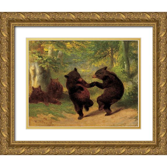 Beard, William H. 14x12 Gold Ornate Wood Framed with Double Matting Museum Art Print Titled - Dancing Bears