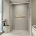 thumbnail image 2 of PAPROOS 44-48” W x 72” H Semi-Frameless Double Sliding Shower Door, Bypass Bathtub Shower, 1/4” (6mm) ANSI Tempered Glass with Anti-Leak Seal, Tub Shower Doors for Walk-in Shower, Brushed Nickel, 2 of 11