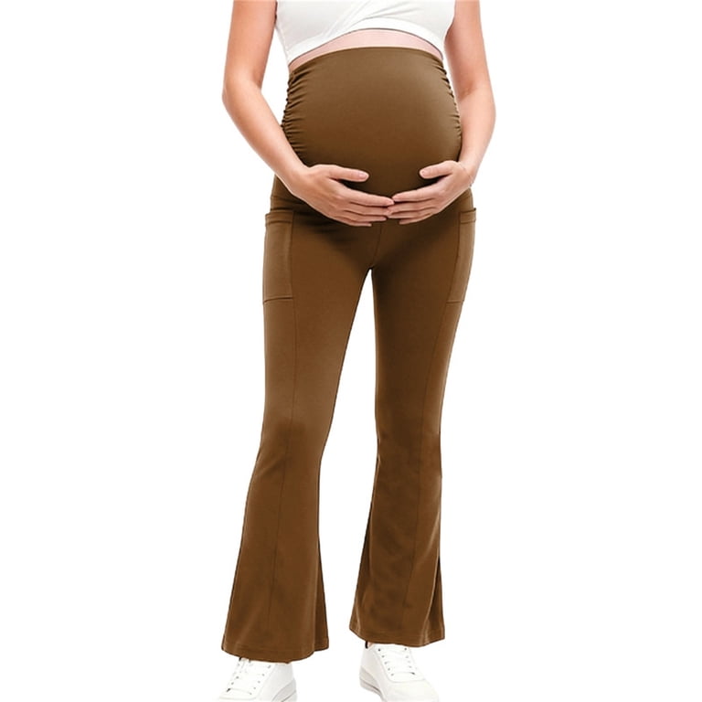 brown maternity dress pants Brown Relaxed Fit Maternity Trousers PinkBlush