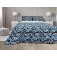 thumbnail image 1 of Jaguar Comforter & Sham Bedding Set, Animals with Blue Tropical Leaves Hawaiian Jungle Design Exotic Flora and Fauna, 3 pcs Duvet Set Microfiber Filling Quilt, 5 Sizes, Multicolor, by Ambesonne, 1 of 4
