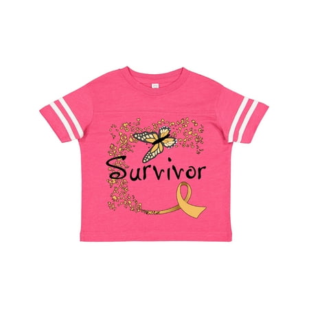 

Inktastic Childhood Cancer Survivor- Butterfly Ribbon Gift Toddler Boy or Toddler Girl T-Shirt