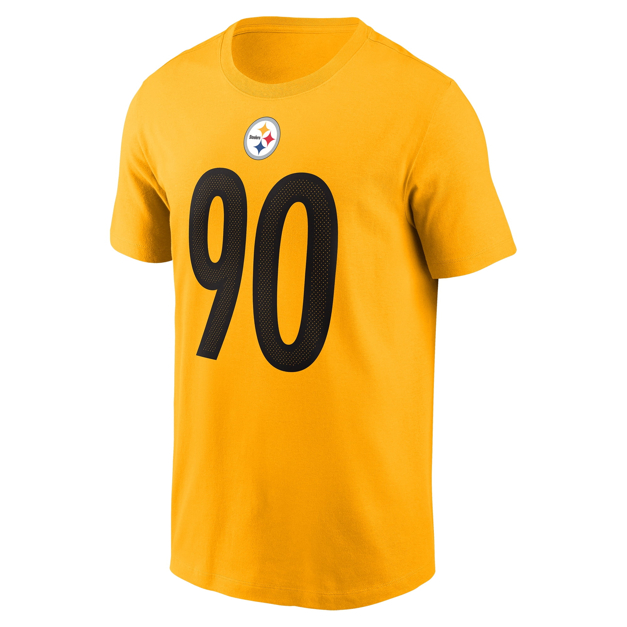 Men's Nike T.J. Watt Gold Pittsburgh Steelers Name & Number T-Shirt