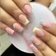 thumbnail image 1 of Uñas postizas con punta francesa, uñas postizas de color rosa mediano, uñas postizas cuadradas con diseño de margaritas en mate, lindas uñas artificiales, decoraciones para manicura de dedos, uñas adh, 1 of 4