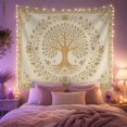 thumbnail image 2 of Tree of Life in a Gold Mandala Circle, Peaceful Boho Style for Nature Lovers, Spiritual Wall Art, Housewarming Gift, Tapestry Wall Hanging for Bedroom and Living Room, 2 of 7