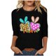 thumbnail image 1 of Camisetas Casuales de las Mujeres Impresas 3/4 Manga Cuello Redondo Blusa, Moda Ligera Superior para el Hogar Y el Uso Diario, Cómoda Imitación de la Tela Del Estante, 1 of 7