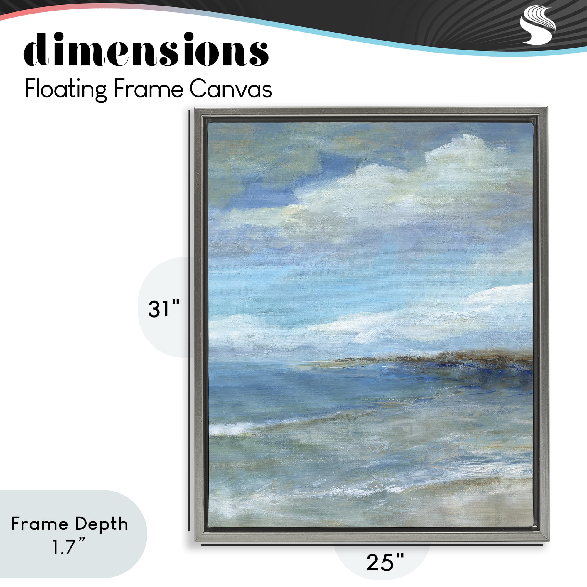 Stupell Industries Shore's Calm Breeze Gray Framed Floater Canvas Wall Art, design by Carol Robinson