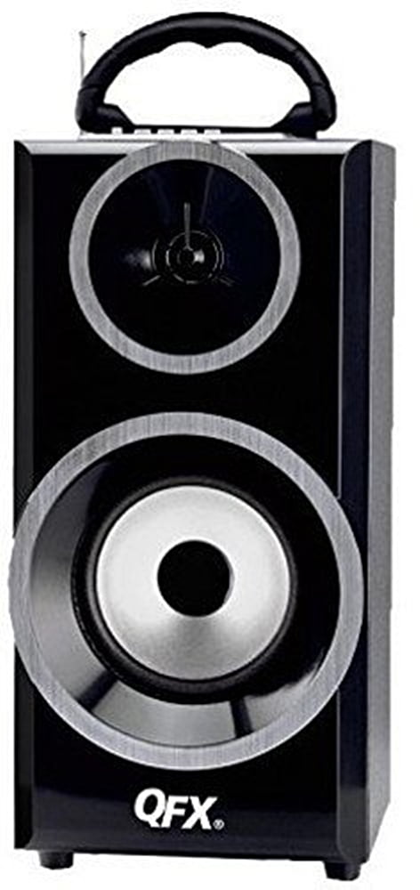 QFX Portable Rechargeable Bluetooth Wireless Multimedia BoomBox Speaker System with FM Radio 