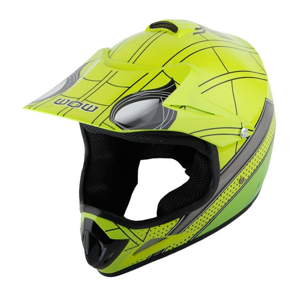 WOW Youth Kids Motocross BMX MX ATV Dirt Bike Helmet HJOY Spider Green