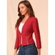 thumbnail image 4 of Oficina de trabajo para mujer, sin cuello, con cremallera, abrigo corto, traje, chaqueta, chaqueta cortada rojo S, 4 of 6