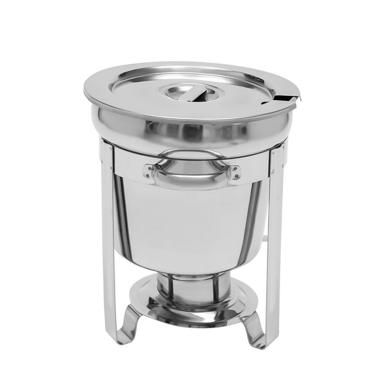 Restlrious Soup Chafer 7 QT Stainless Steel Round Soup Warmer Heating by  Electric Plate & Fuel, Large Marmite Soup Chafer with Pot Lid and Frame