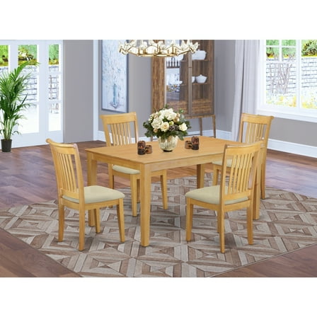 Modern 5-Piece Dining Set - Table & 4 Chairs - Solid Wood Dining Room Furniture