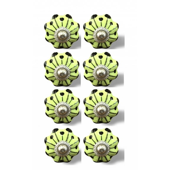 1.5" x 1.5" x 1.5" Lemon Black And Silver  Knobs 8 Pack