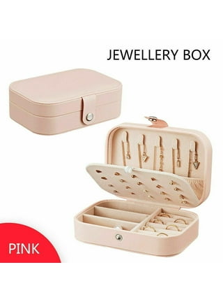 Casewin Mini Jewellery Travel Case,PU Leather Small Jewellery Organizer Box,Portable  Jewelry Display Storage Holder Boxes for Womens Ring Pendant Earring  Necklace Bracelet,Gift Boxes for Girls,White 