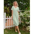 thumbnail image 2 of Ekouaer Nightgowns for Women Bamboo Viscose Long Night Gown Short Sleeve Moo Moos V Neck Sleep Shirts Pleated House Dress, 2 of 6