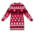 thumbnail image 4 of Fiaer Womens Christmas Sweater Dress Trendy Funny Reindeer Graphic Crew Neck Long Sleeve Plus Size Pullover Casual Comfort Xmas Tops Hot Pink M, 4 of 4
