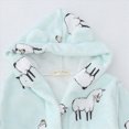 thumbnail image 4 of NOLDARES Kids Hooded Bathrobe Girls Soft Plush Hooded Flannel Pajamas Sleepwear Boys Spa Robe,Light Blue,18-24 M, 4 of 6
