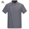 thumbnail image 2 of Uniforme de chef Delantal de cocina de verano de manga corta con bolsillos delanteros Trajes Servidor de carnicero Ropa Suministros para el hogar Absorbedores de humedad Gris XL sidaley LF000327-10, 2 of 7