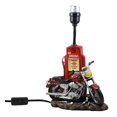 thumbnail image 3 of Vintage Retro Red Motorcycle By Classic Gas Pump Desktop Table Lamp 19"Tall, 3 of 6