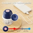 thumbnail image 2 of Mini Food Processor Cordless 250ml Small Garlic Chopper 1 Cup Battery USB Rechargeable Electric Food Chopper Wireless Portable Vegetable Meat Blender Kitchen Mixer for Onion Salad  Food Blue, 2 of 7