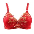 thumbnail image 3 of Women's Seamless Wireless Push Up Bralettes with Lift and Support Sexy Lace Lingerie No Wire Full Coverage Floral Lace Underwired Bra Plus Size Non Padded Comfort Everyday Bras Red Xxl, 3 of 4