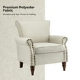 thumbnail image 5 of Wingback Accent Chairs Wood Legs Set of 2 Upholstered Sofa Armchairs Fabric Nailhead Trim Home Living Room Oatmeal, 5 of 8