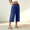 thumbnail image 4 of Ruimatai Womens High Waist Capri Pants Button Fly Patch Pockets Wide Straight Casual Daily Trousers, 4 of 7