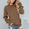 thumbnail image 4 of Baqcunre Womens Sweaters Women's Sweatshirt Short Pullover Sweater Wool Pocket Hoodie Fall Clothing Crewneck Sweatshirts Womens Fall Tops Coffee S, 4 of 4