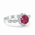 thumbnail image 2 of Floral Art Engagement Wedding Ring Simulated Ruby CZ 925 Sterling Silver size 9, 2 of 4