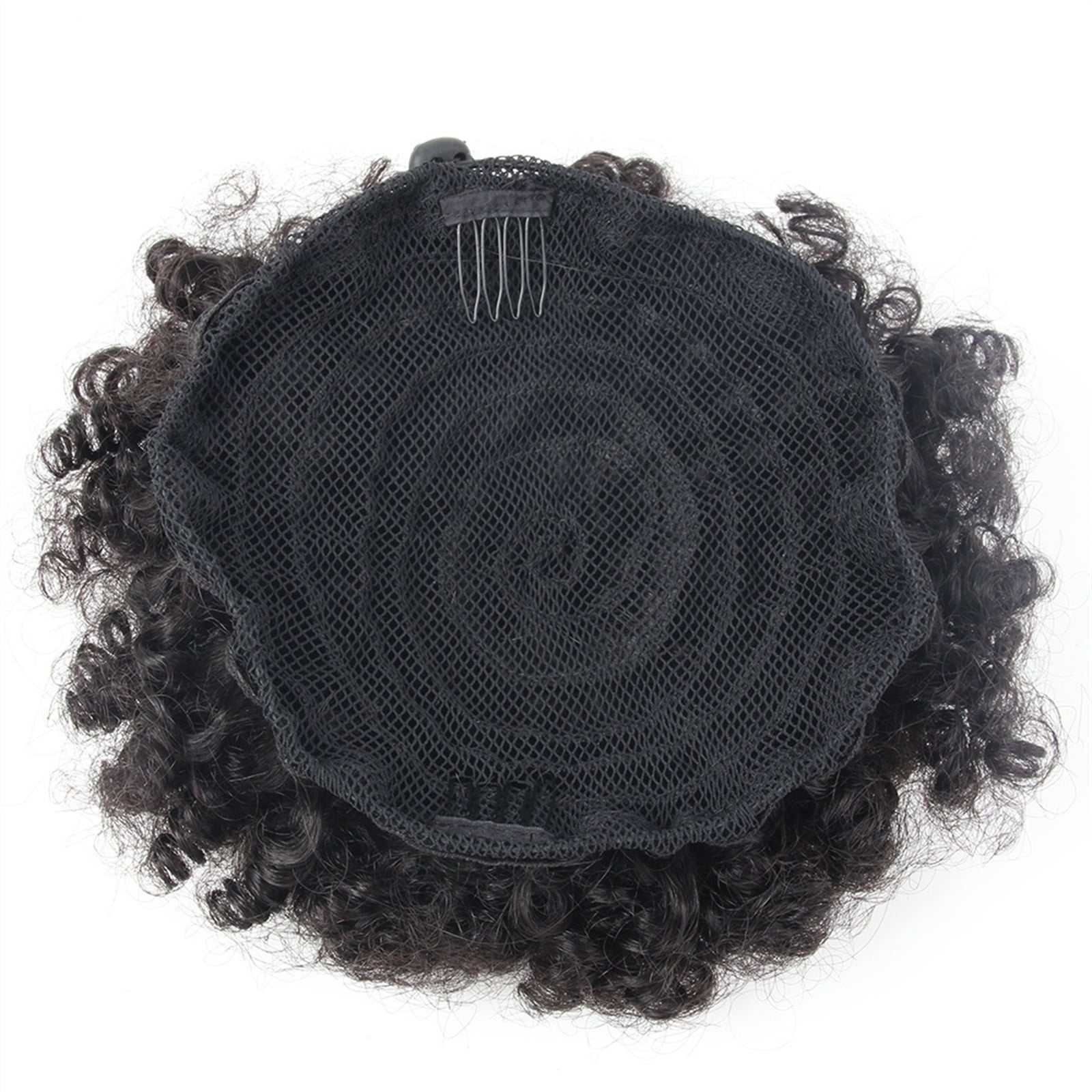 Human Hair Clip In Curly Chignon Bun Hair Piece Extensions Afro Kinky Curly Ponytail Chignon Puff Drawstring Ponytail Natural Black Brazilian Remy