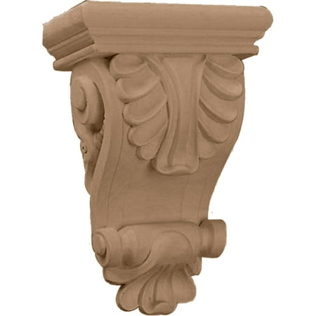 6"W x 3 1/4"D x 8 1/4"H Thin Acanthus Leaf Corbel, Alder