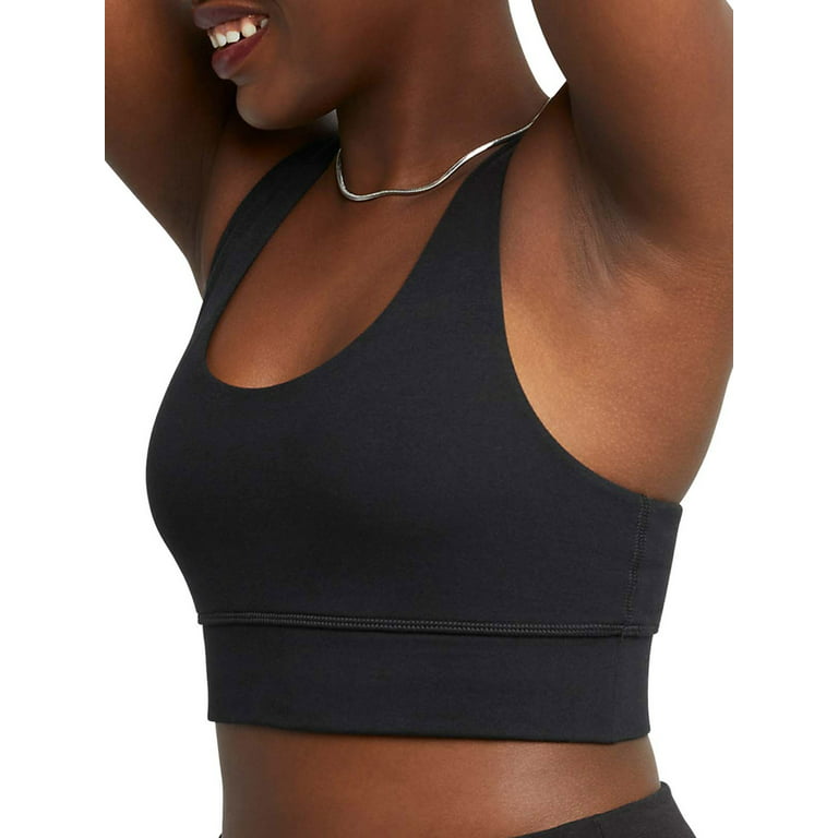 Hanes Women Black Medium M Sports Bra Comfort Stetch Workout Gym NEW