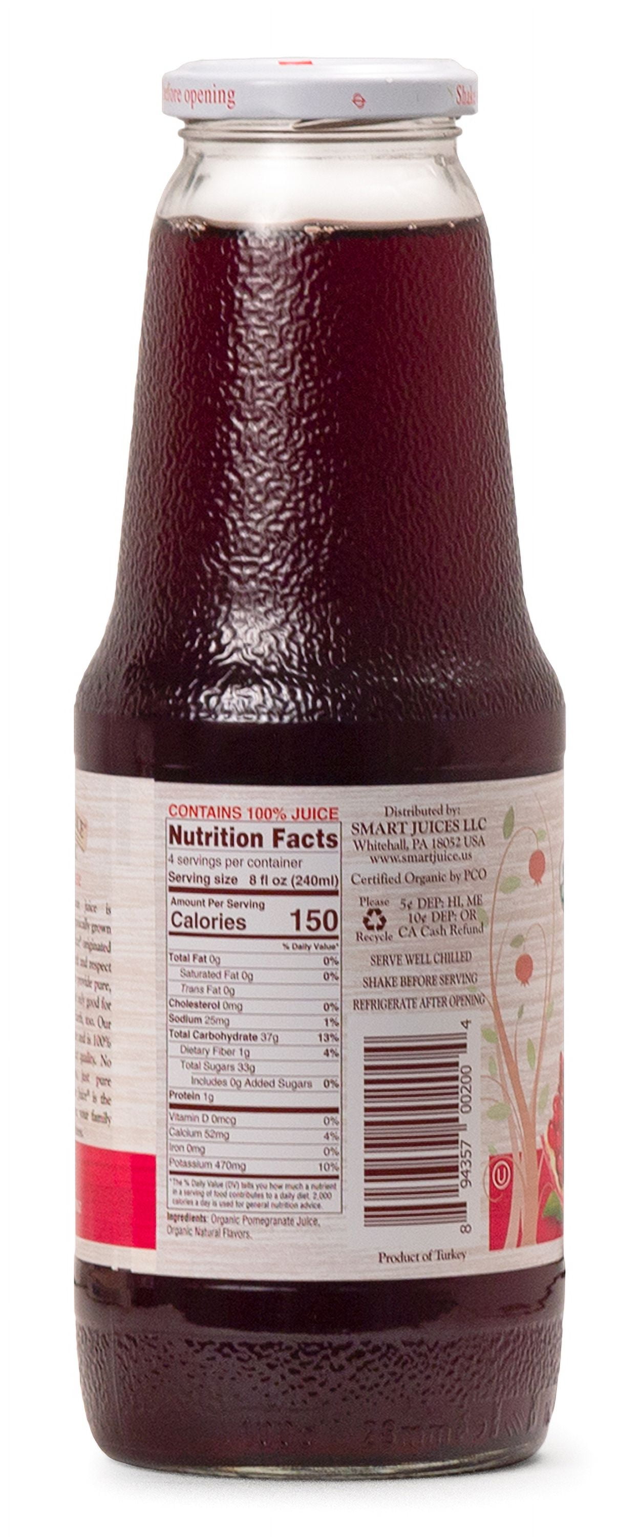 Smart Juice Organic Pomegranate Juice - 33.8 fl oz (1L) - (Pack of 6)