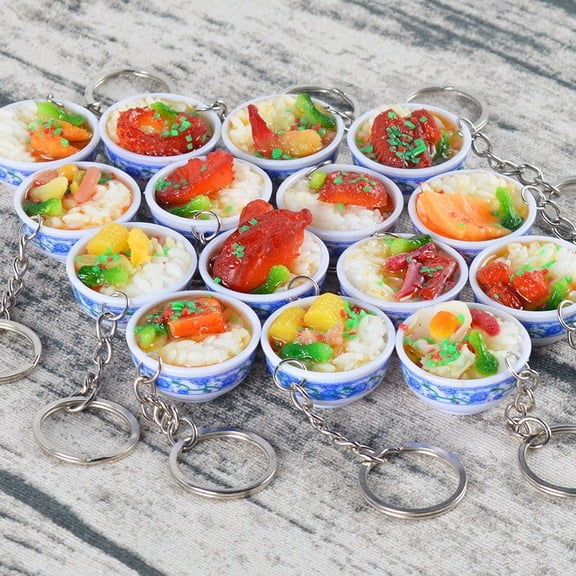 3 Psc Mini Toy Food Keychains Plastic Simulation Food Keychains Creative Cute Delicious Food Keyrings Kitchen Dollhouse Accessories School Bag Key Pendant Accessories (Random)