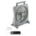 thumbnail image 2 of Treva 10 inch Rechargeable Portable Fan Smart Power Air Circulator. Plug-In AC Adapter and Battery Powered, USB Charging Port, For Camping, Travel and Indoors Use, 2 of 6
