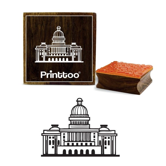 Printtoo President House Pattern Square Wooden Rubber Stamp Scrap-booking-5 x 5 Inches