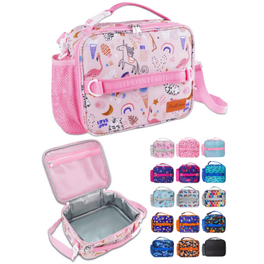 ComfiTime Lunch Bag for Kids – Insulated Lunch Box for Girls and Boys, Cute Reusable Cooler Bag with Zipper Pockets, Bottle Holder, Padded Handles and Shoulder Strap (Dream Land)