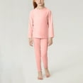 thumbnail image 2 of Riecok Girls Thermal Underwear Sets Long Sleeve Solid Color Pullover Tops and Long Pants Soft Comfortable Bottom Sets, 2 of 8