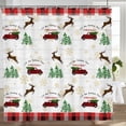 thumbnail image 3 of Buffalo Check Plaid Christmas Shower Curtain Rustic Farmhouse Truck Xmas Tree Winter Bathroom Decor with Hooks 72x72 Inches, 3 of 7