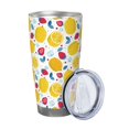 thumbnail image 2 of Cauagu Strawberry Lemon Pattern 20oz Tumbler,Stainless Steel Vacuum Insulated Tumbler with Lid Insulated Coffee Mug Thermal Cup with Splash Proof Sliding Lid-Straw Three-piece Set, 2 of 8