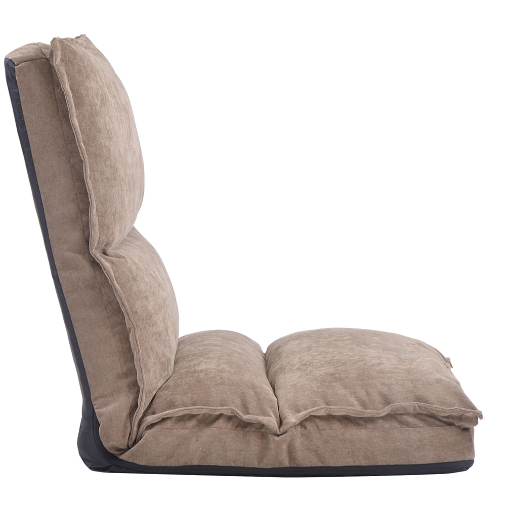 Kepooman Fabric Upholstered Adjustable Lazy Sofa Chair, Light Brown Kepooman Fabric Upholstered Adjustable Lazy Sofa Chair, Light Brown