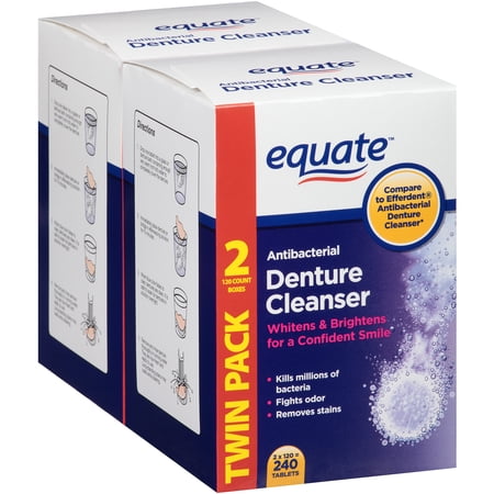 Equate Antibacterial Denture Cleanser Tablets, 120 Ct / 2 Pk
